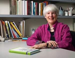 <p>Lynn Bloom, Board of Trustees Distinguished Professor of English and Aetna Chair of Writing, in her office. Photo by Frank Dahlmeyer</p>