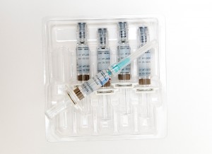 <p>Supplies of flu vaccine at Student Health Services. Photo by Peter Morenus</p>