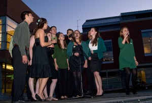 <p>The a cappella group A Minor performs during the "What Will You Do?" rally, part of Metanoia.</p>