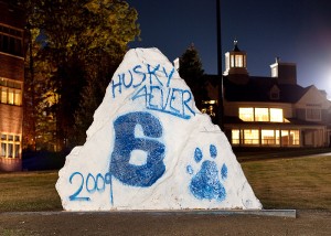<p>'The Rock' at UConn, painted in memory of Jasper Howard. Photo by Stephen Slade</p>