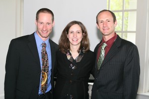 <p>From left, Raymond Sidney, Jennifer Silva, and Larry Sidney, at a retirement reception for their father, math professor Stuart Sidney. Their brother Dan is not shown. Photo by Tina Covensky</p>
