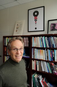 <p>Robert Fisher, professor of social work, at his office. Photo by Peter Morenus</p>