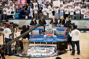 <p>The first ESPN College GameDay broadcast for a women's basketball game was held at Gampel Pavilion on Jan. 16. Photo by Peter Morenus</p>
