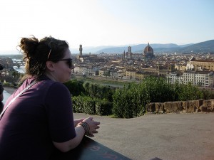 <p>Art student Kerri Gaudelli at the Piazzale Michelangelo, overlooking the city of Florence. Submitted by Anna Huges</p>