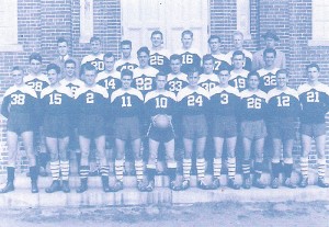 <p>In this 1941 team photo, Jon Hutchinson is wearing the no. 2 jersey (front row, third from left). Photo supplied by the Hutchinsons</p>