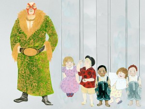 <p>Selfish Giant with puppet kids by Sachiko Komuro. Image supplied by Laura Crow</p>