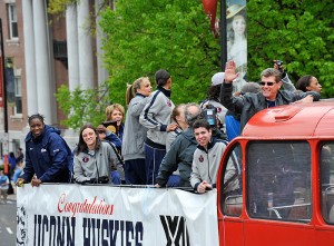 <p>Photos of the parade in downtown Hartford to celebrate the Women's Basketball team's NCAA championship win. Photo by Peter Morenus  </p>