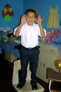 <p>A former child homesigner who is now learning Nicaraguan Sign Language at a school north of Managua. Courtesy of Marie Coppola</p>