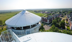 <p>A view from one of the older water towers located between the Towers Residences Halls and Husky Village. These two towers are to be dismantled soon and replaced with one new one. Photo by Peter Morenus</p>