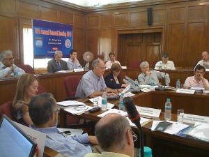<p>President John Casteen of the University of Virginia presiding over the Annual General Meeting of Universitas 21, Delhi, India, May 2010. Photo by Jeremy Teitelbaum</p>