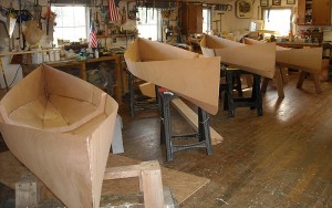 <p>Avery Point undergraduates are teaming with the John Gardner chapter of the Traditional Small Craft association to build these smaller, lighter versions of a traditional two-person Adirondack guideboat, the design for which has remained virtually unchanged since the early 1800s. Photo by Bill Armitage</p>