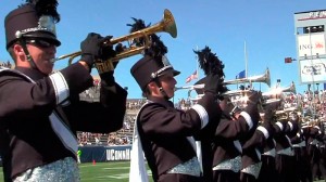 <p>UConn Marching Band Tumpets playing. Photo supplied by Bret Eckhardt</p>