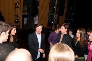 <p>Michael J. Fox shared his experiences as both an actor and an activist when talking with students. Photo by Jessica Tommaselli</p>