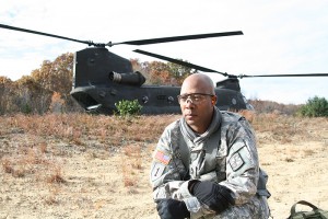 <p>Army Master Sgt. Joseph Corley at the field exercises. Photo by Cadet Emily Hein</p>