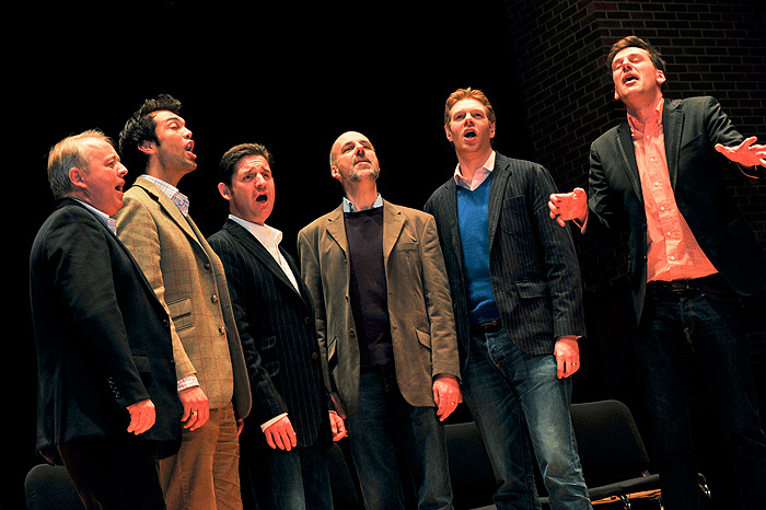<p> David Hurley, Timothy Wayne-Wright, Paul Phoenix, Philip Lawson, Christopher Gabbitas, and Jonathan Howard blend their voices in a repertoire that includes everything from madrigals to modern day popular songs. The tradition of a cappella singing dates back many centuries and was originally grounded in religious music.  Today, the term encompasses many different secular styles. Photo by Lauren Cunningham</p>