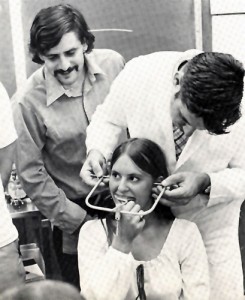 James R. Januska, UConn dental student class of 1973, practices his skills. (UConn Health Center Photo Archive)