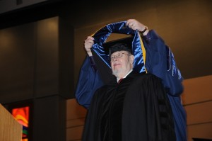 Dr. Charles Burstone, honorary degree recipient at the Health Center's commencement ceremony.