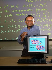 <p>Dipak Dey, Board of Trustees Distinguished Professor of Statistics and head of the statistics department in CLAS, makes his subject come alive, even to the 'mathematically challenged'. Photo by Peter Morenus </p>