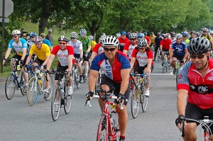 Cyclists in the 2010 Calhoun Challenge Ride and Walk on June 12, 2010. (Daniel A Mercado for UConn Health Center)