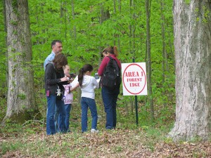 This family was busily reading sensors and recording data for their experiment at Chatfield Hollow State Park.
