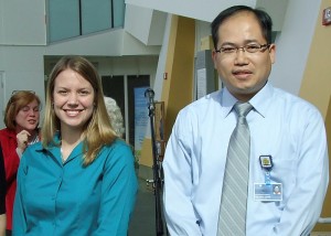 The 2011 award winners Heather Hutchins-Wiese and Kevin Wai Hong Lo. (Tina Encarnacion/UConn Health Center Photo)