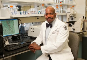 Dr. Cato T. Laurencin in his lab at the Health Center.