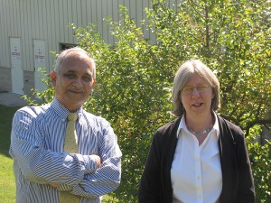 Prabhakar Singh, director of UConn's Center for Clean Energy and Engineering, and Tricia Bergman, associate director, at the Depot campus.
