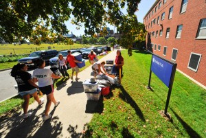 A file photo of students moving into Fairfield Hall.