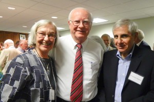 Left to Right - Lois Jungas, Dr, Bob Jungas, Dr. Achilles Pappano attend the first faculty reunion. (Jennifer Huber/UConn Foundation Photo)