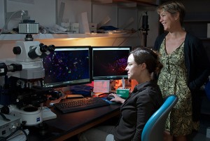Brain signaling, Parkinson's disease, and the sense of smell are all related in unexpected ways in a study by associate professor Joanne Conover, right, and graduate student Jessica Lennington.
