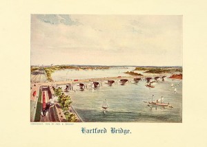 A picture of Hartford Bridge, from a pamphlet titled 'Crossing the Connecticut,' published in 1908.