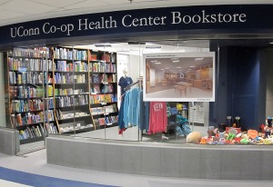 The UConn Health Center Co-op Bookstore's new home is on the main floor atop one of the staircases from the academic lobby.  (Photo provided by UConn Co-op/UConn Health Center Photo)