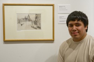 Kevin Solorzano ’12 (SFA) at the Benton Museum. (Sean Flynn/UConn Photo)