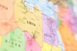 Closeup Map of Libya around Surrounding Countries. Narrow depth of field used.