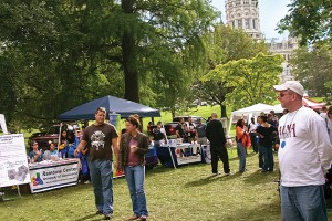 The Rainbow Center booth at Connecticut Gay Pride in Bushnell Park, Hartford.