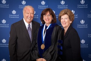 Donors Ray '56 (CLAS) and Carole Neag with Professor Sally Reis. (Thomas Hurlbut Photography for UConn)