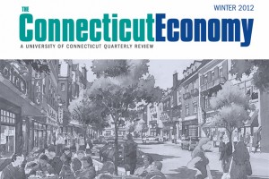 The cover of the 2011 Winter edition of 'The Connecticut Economy' shows a visualization of the Storrs Center development.