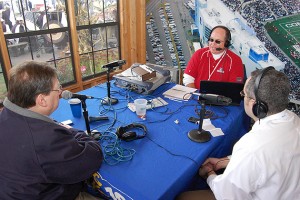 Bob Joyce, center, during the Reporter's Roundtable on the pre-game show with Ken Davis of FOXSports.com, left, and Joe Perez of the Norwich Bulletin.