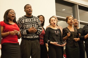 The Voices of Freedom gospel choir sings during the Kwanzaa celebration. (Max Sinton '15 (CLAS)/UConn Photo)