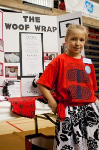 Young exhibitor at the Connecticut Invention Convention held last spring. More than 650 young inventors in grades K-8 participated in the event. (Christopher LaRosa/UConn photo)