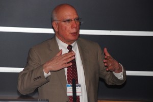 Dr. Charles Friedman, University of Michigan's School of Information and Public Health, was the keynote speaker for the third Innovations in Education Symposium on April 24. (Janine Gelineau/UConn Health Center Photo)