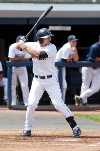 Junior infielder L. J. Mazzilli '13 (CLAS) is fulfilling preseason expectations at the plate and in the field. (Steve Slade '89 (SFA) for UConn)