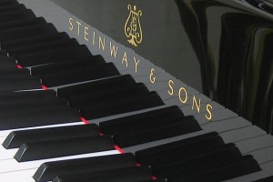 Keyboard of a grand piano manufactured by the Hamburg (Germany) factory of Steinway & Sons. (Wikipedia)