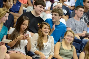 The start of a new adventure: incoming freshmen were welcomed at Convocation held in Gampel Pavilion on Friday. (Ariel Dowski '14 (CLAS)/UConn Photo)