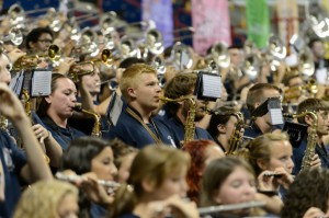 The UConn Marching Band provided stirring musical selections at Convocation. (Peter Morenus/UConn Photo)