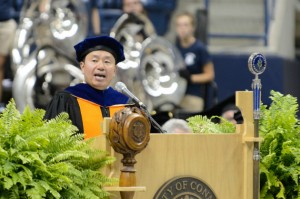 Interim Provost &amp; Executive Vice President for Academic Affairs Mun Y. Choi had words of wisdom for members of the Class of 2016. (Peter Morenus/UConn Photo)