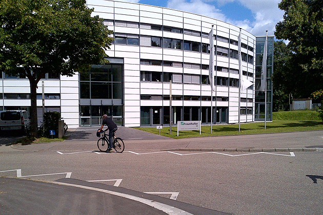 FreiburgSolarEnergyInstitute The main entrance to the Farnhoffer Solar Energy Institute (above) is a 20-30 minute walk from the Center for Renewable Energy on Freiburg Uni’s campus. Dr. Adler and other solar faculty members partner with the government-funded institute.