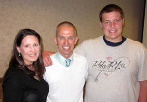 Will James, right, collapsed during pre-season football practice in August 2010. He and his mother Patti James, left, are now strong supporters of UConn's Korey Stringer Institute, which is led by Doug Casa, center. (Photo courtesy of Douglas J. Casa/KSI)