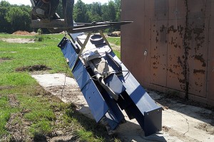 The test frame being delivered to the blast test site. (Courtesy of the School of Engineering)