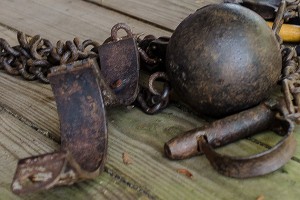 A ball and chain used to hold slaves, a reminder of Gullah history. (Photo courtesy of Mary Ellen Junda)